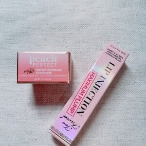 NEW Too faced peach perfect concealer /lip injections plump bundle /NWB